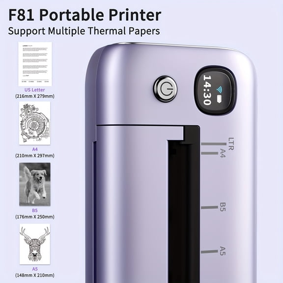 Rongta F81 Wireless Portable Thermal Printer for Travel, Long Battery Life, Android/iOS, PC Mac Compatible