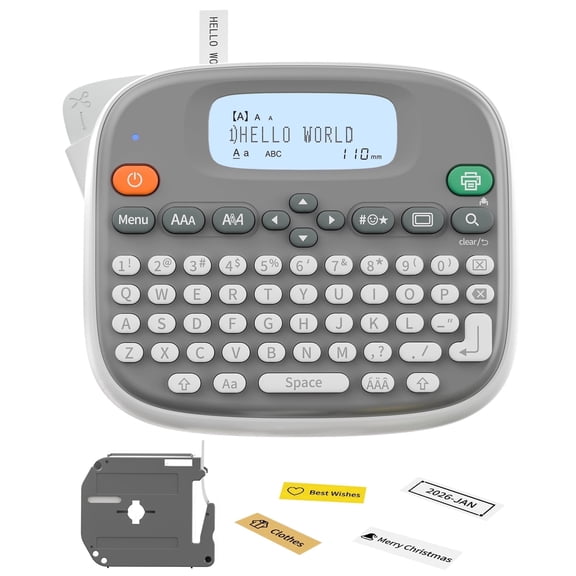 Rongta Label Maker Machine with Tape, Label Maker Waterproof with QWERTY Keyboard, TM95 12mm Portable Labeler  with 1 Tape for Home Organization, Office or School Supplier , White