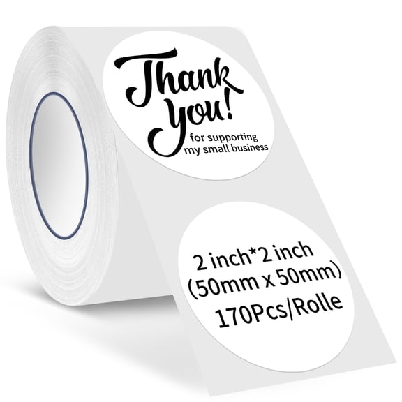Rongta R22 Laminated Label Tape, 2 Inch Round, White, 170 Labels Count