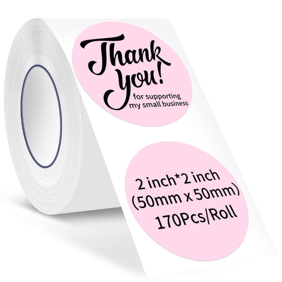 Rongta Blank Round Thermal Labels for R22, Pink, 170 Labels per Roll