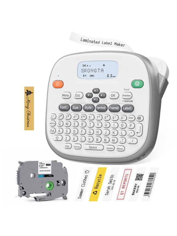 TD210 Laminated Label Maker with Tape, QWERTY Labeler for Home, Office, Warehouse Organization
