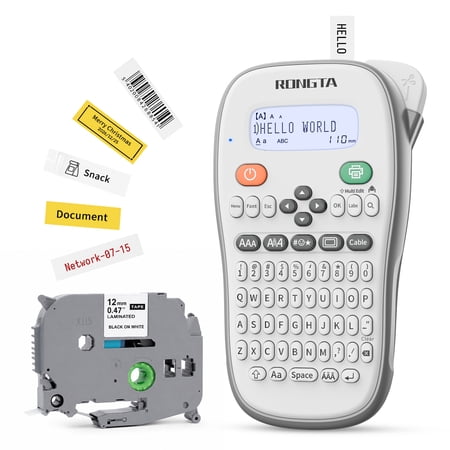 Rongta TH110 Bluetooth Handheld Label Maker Machine with 1 Tape, QWERTY Keyboard Portable Label Printer, for Home, Office, Organization