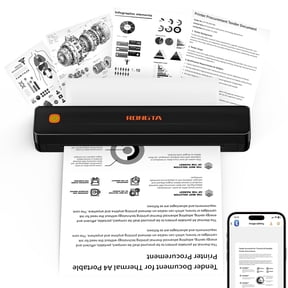Rongta Thermal Portable Printer Wireless for Travel, Bluetooth Mobile, Inkless for School/Office/Home Use (Black)