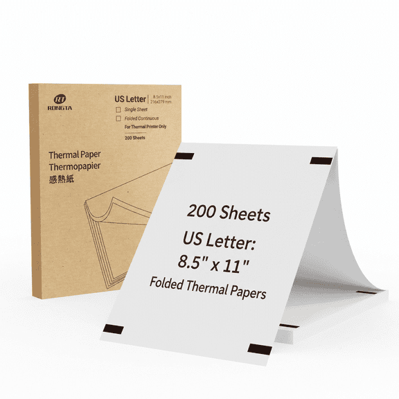 Rongta Thermal Printer Paper 8.5 x 11 Inch,  US Letter Size Thermal Paper Compatible with  Portable Printer, Printing Paper for F81, F82, 200 Sheets