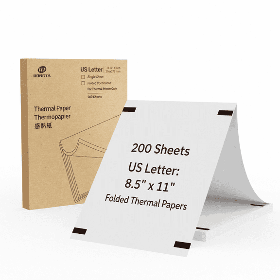 Rongta Thermal Printer Paper 8.5 x 11 Inch,  US Letter Size Thermal Paper Compatible with  Portable Printer, Printing Paper for F81, F82, F11A,200 Sheets