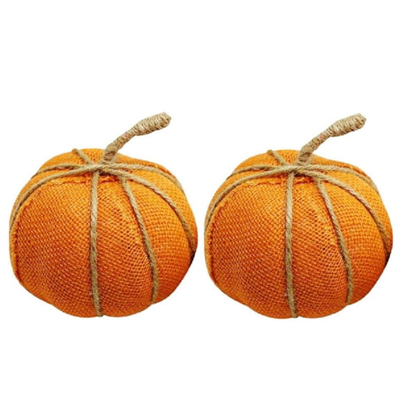 Rongxk 2 Pieces Plaid Fabric Artificial Pumpkins Festival Burlap Pumpkins Halloween Burlap Pumpkins for Fall Wedding Thanksgiving Halloween Decoration