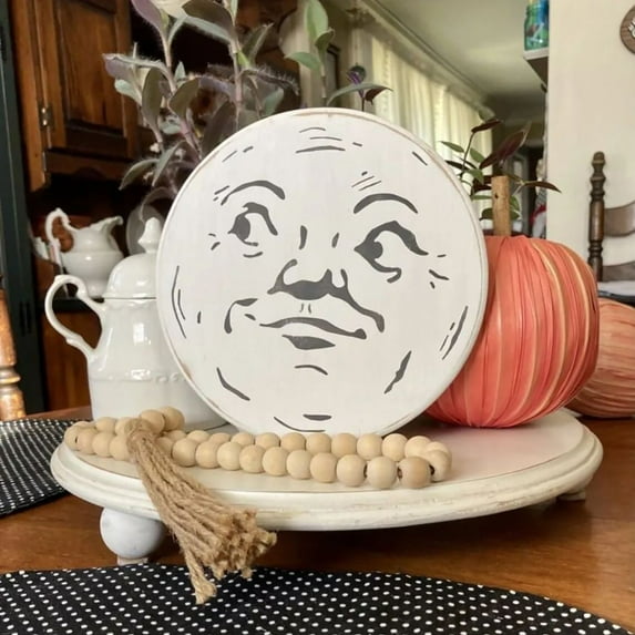 Rongxk The Person on The Moon Retro Halloween Wood Sign Board