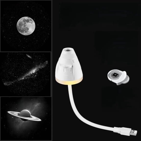 Rongyun 2-in-1 Galaxy Projector Night Light, 2-in-1 USB Night Light +Galaxy Projector with 3 Sliding Projection Films,Starry Sky Night Light Projector with Adjustable Brightness for Room Decor