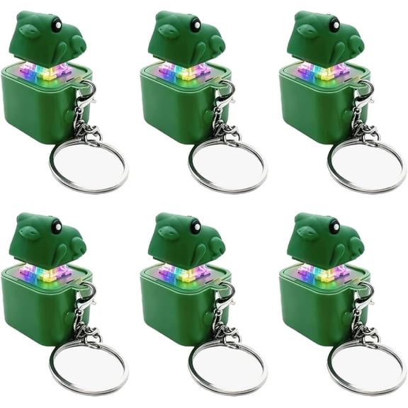 Rongyun 6 Pack Frog Croaking Fidget Toy Keychain with LED Lights, Rechargeable Keyboard Clicker, Stress Relief Sensory Toy for Adults, Desk Fidget for Anxiety and Focus