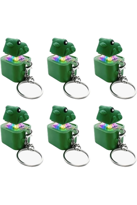 6 Pack Frog Croaking Fidget Toy Keychain with LED Lights, Rechargeable Keyboard Clicker, Stress Relief Sensory Toy for Adults, Desk Fidget for Anxiety and Focus