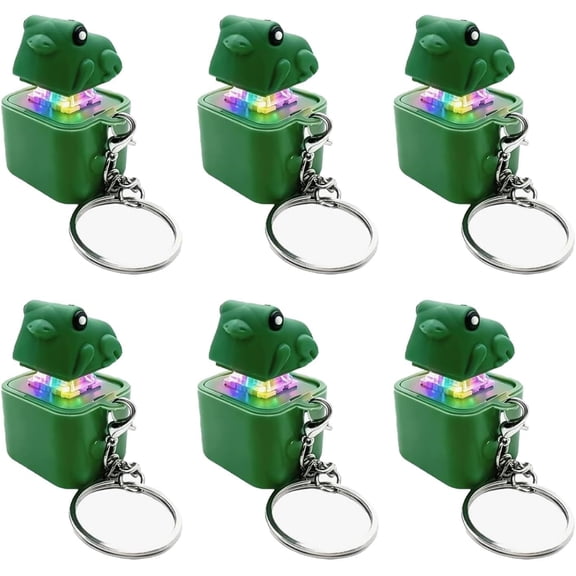 Rongyun 6 Pack Frog Croaking Fidget Toy Keychain with LED Lights, Rechargeable Keyboard Clicker, Stress Relief Sensory Toy for Adults, Desk Fidget for Anxiety and Focus