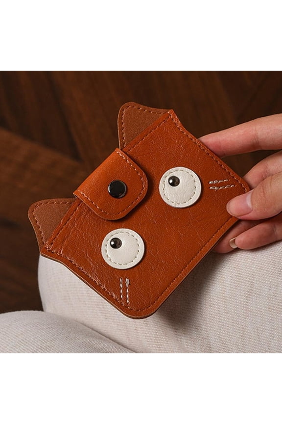 Cat Shape Wallet, 1PC Brown Retro Texture Soft Pickup Clip, Cute Cat-Shaped Coin Purse for Bank Cards Travel Daily Carry