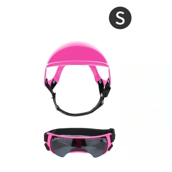 Rongyun Dog Helmet and Goggles for Small Dogs, UV Protection Dog Sunglasses Eye Protection Pet Motorcycle Helmet with Ear Hole for Riding, Windproof Dogs Goggles and Helmet Set