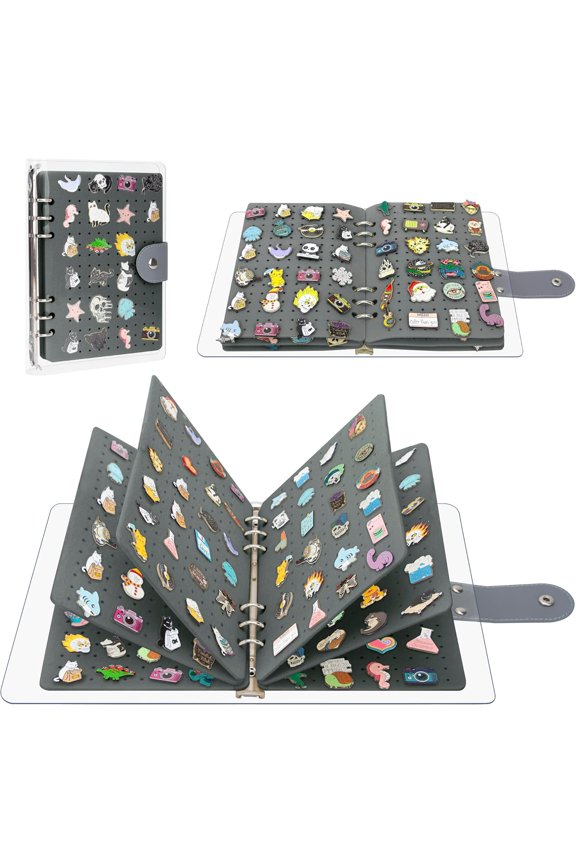 Felt Pin Brooch Storage Book, 8 Page Enamel Pin Display Book, DIY Charms Organizer Booklet, Felt Pin Book Display Binder Collect with Snap for Earrings, Brooch Pins and Enamel Pins (Blue)