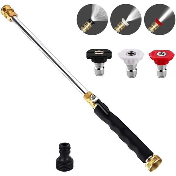 Rongyun Jet Nozzle High Pressure Hose Nozzle for Garden Hose High Pressure Washer Tools Includes 2 High-Pressure Nozzles and Quick Connectors for Car Pet Window Washing (Black)