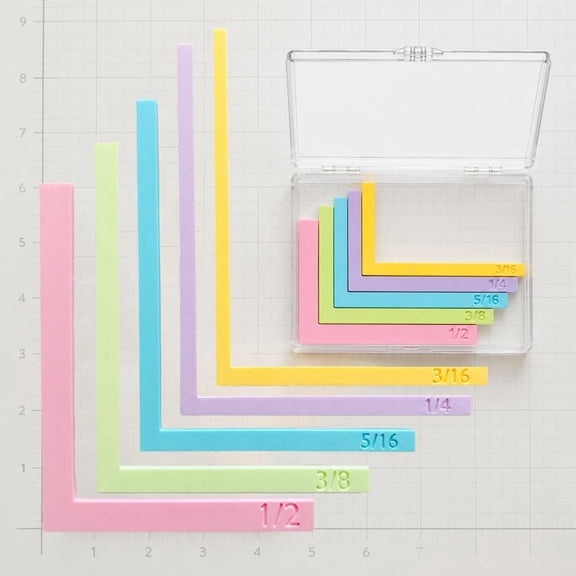 Rongyun Card Making Alignment Guides & Layering Spacing Tool with Storage Box, L-Shaped Corner Rulers for Perfect Borders 5 Nested Sizes (1PC)