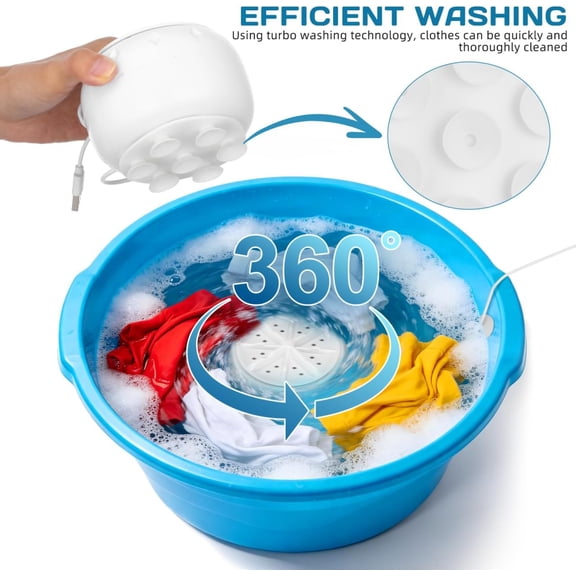 Rongyun Portable USB Washer for Rv College Travel White Mini Washing Machine Turbine Washing Machine
