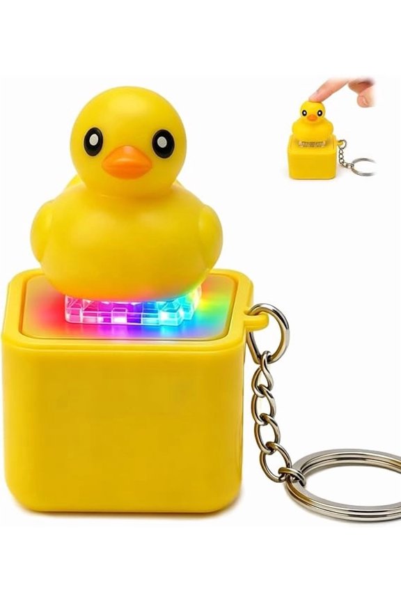 Quacking Duck Keychain Fidget Rechargeable Duck Keyboard Keycaps that Quack Fidget Keychains Fun Stress Anxiety Reliever Sensory with Colorful Lights Christmas Stocking Stuffers (3PCS)