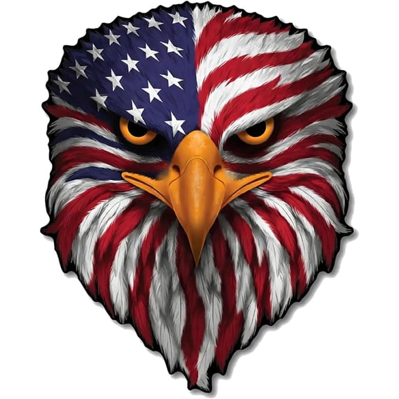 Rongyun Reflective Eagle Eyes Decal, 2 PCS Patriotic American Flag Bald Eagle Sticker, Waterproof Vinyl Car Truck Window Bumper Laptop Decal, Bold USA Freedom Outdoor Reflector Graphic