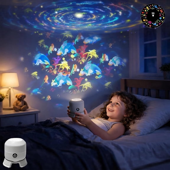 Rongyun Rotating LED Projector Light, USB Dynamic Sea World Light Projector, Multi-Angle Projection for Meditation, Relaxation