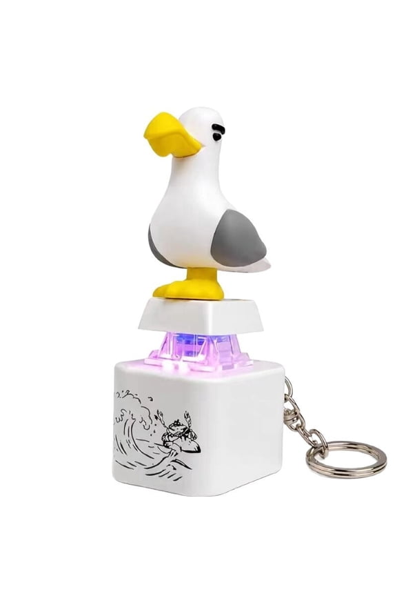 Seagull Button Keychain Fidget, Real Sound "Mine" & LED Light Rechargeable Clicker Sensory Stress Relief Adult Keyboard Click Keychain Noise Maker Button Clicker Keyring Gadget (1PC)