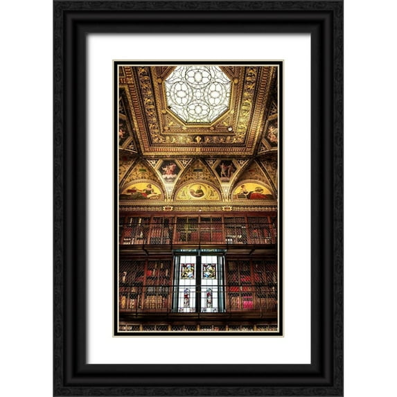 Ronin 12x18 Black Ornate Wood Framed with Double Matting Museum Art Print Titled - Library Room II