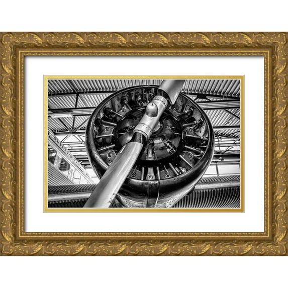 Ronin 32x23 Gold Ornate Wood Framed with Double Matting Museum Art Print Titled - Propellor Engine