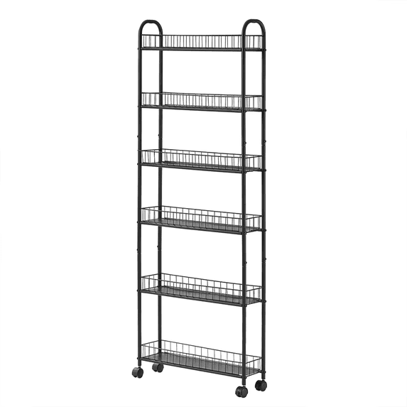 Roninkier 6 Tier Tall Slim Metal Storage,Cart Rolling with Lockable Wheels for Small Space