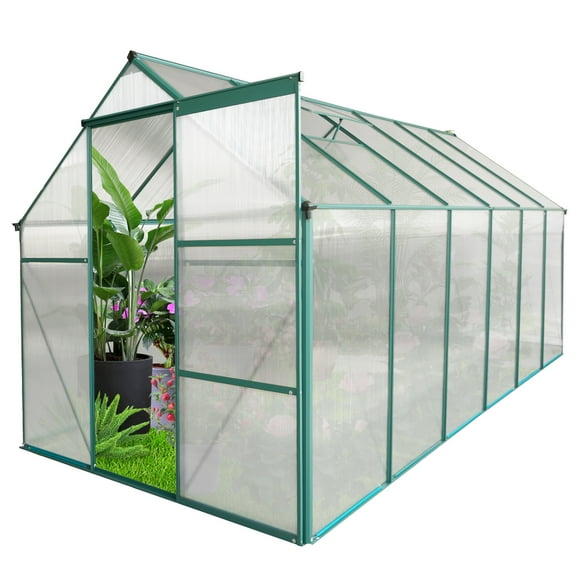 Roninkier 6x12 ft Walk-in Polycarbonate Greenhouse for Outdoor Backyard in All Season