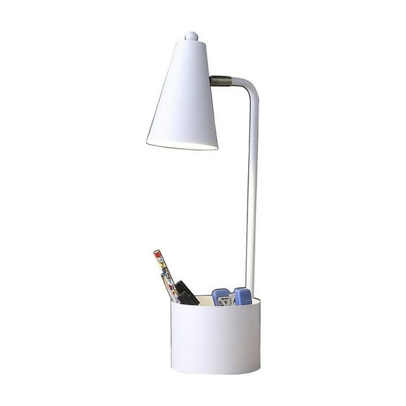 Roninkier  Modern Desk Lamp with Organizer,Three Colours Dimmable for Home OfficeWhite