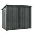 thumbnail image 1 of Roninkier Stainless Galvanized Outdoor Garbage Bin Shed Stores 2 Trash Cans for Garden, Black, 1 of 10