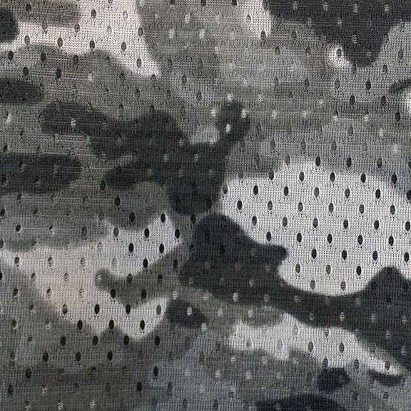 Ronit Textile Charcoal Football Mesh Jersey Camouflage Print by Yard (36"X60")