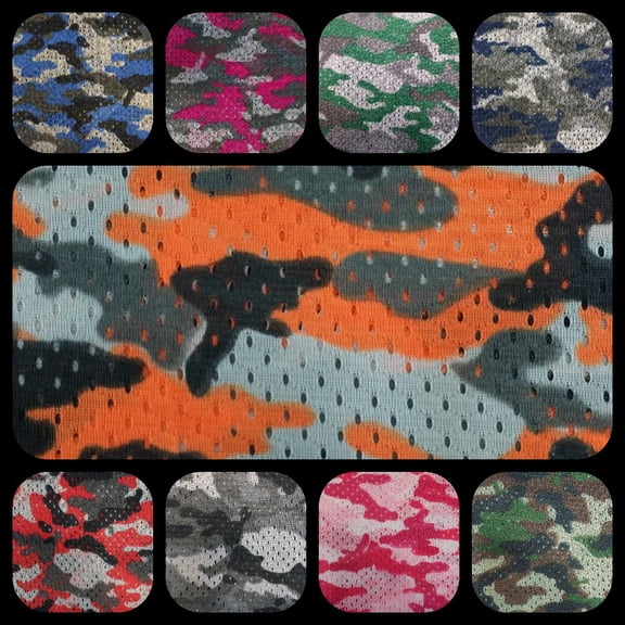 Ronit Textile Green Football Mesh Jersey Camouflage Print by Yard (36"X60")