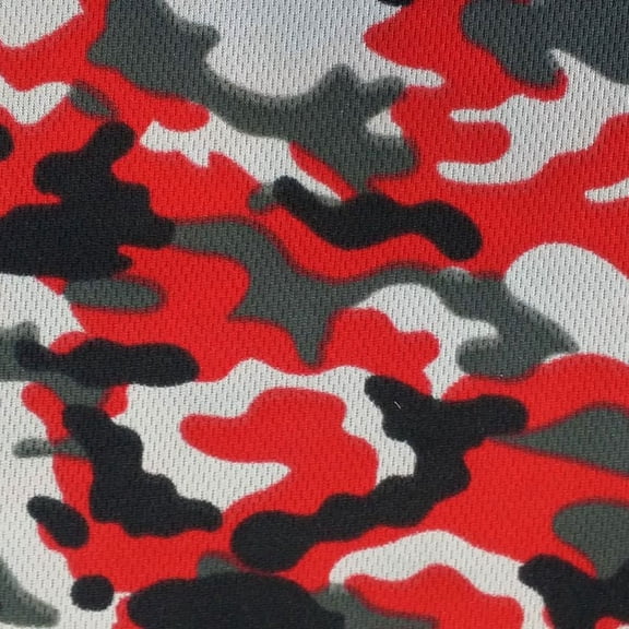 Ronit Textile Red Dimple Mesh Jersey Camouflage Print by Yard (36"X60")