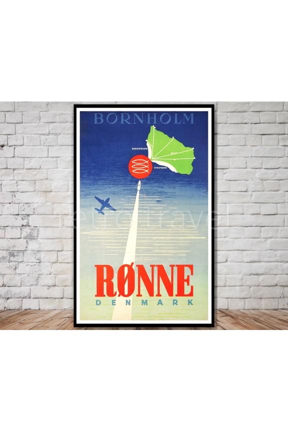 Ronne Denmark Travel Poster, Instant, Retro Travel Print, Bornholm Island Baltic Sea Poster Print, Denmark Wall Art, Poster Only