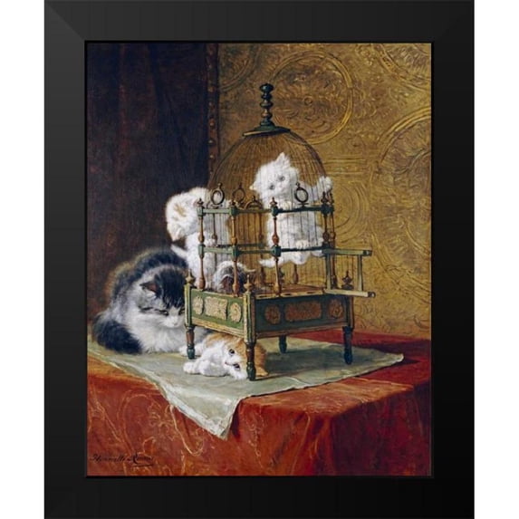 Ronner-Knip, Henriette 20x24 Black Modern Framed Museum Art Print Titled - Caged Kittens