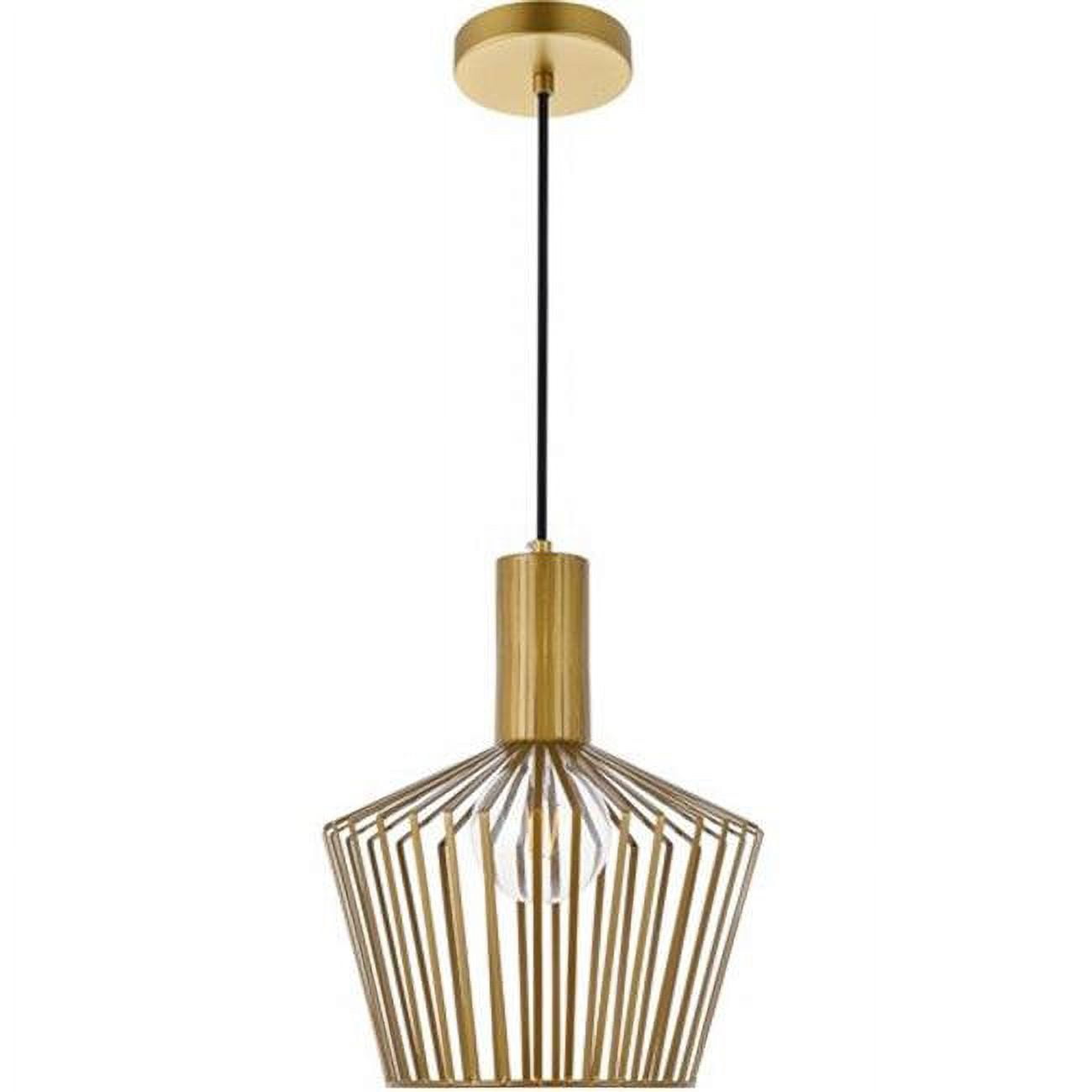 Elegant Brass Finish Iron Shade Pendant Light with Adjustable Chain