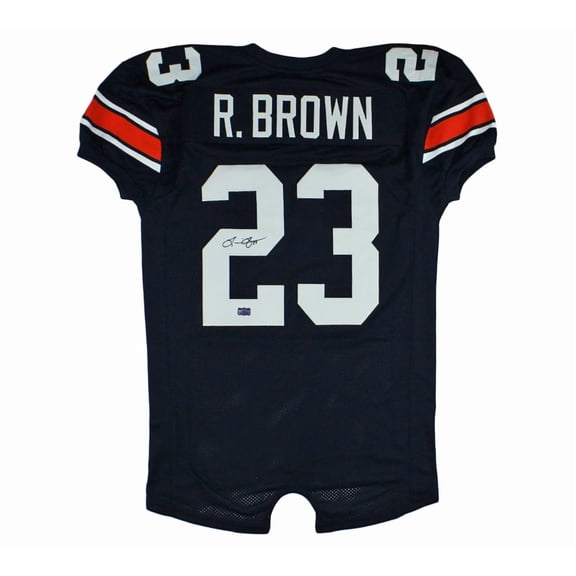 Ronnie Brown Autographed/Signed Auburn Custom Navy Blue College Football Jersey