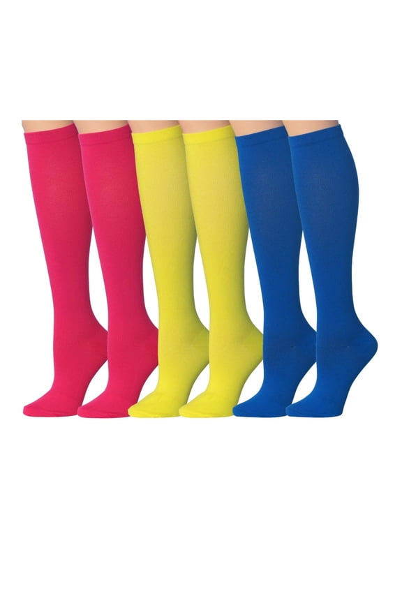 Ronnox Compression Socks for Men & Women Colorful Patterned Knee High Socks (16-20 mmHg / 12-14 mmHg) 3-Pairs