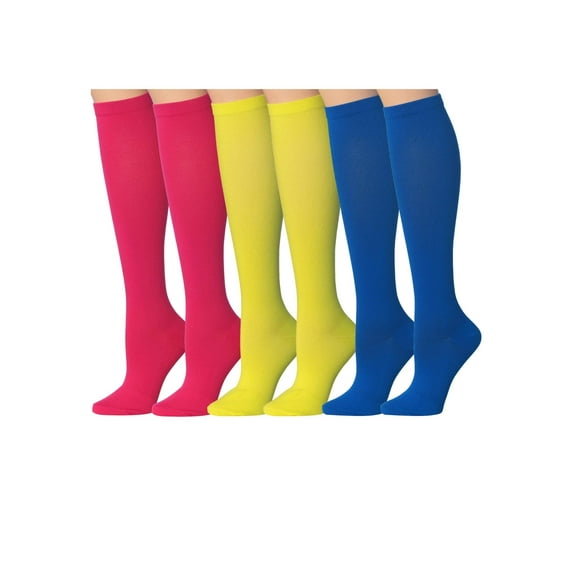 Ronnox Compression Socks for Men & Women Colorful Patterned Knee High Socks (16-20 mmHg / 12-14 mmHg) 3-Pairs