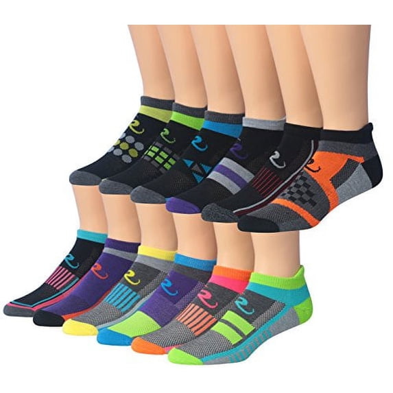 Ronnox Men's 12-Pairs Low Cut Running & Athletic Performance Socks Medium/Large MRLT02-AB