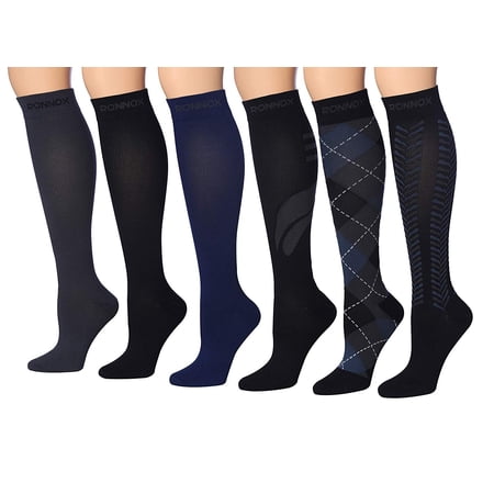 Ronnox Men's 3 Pairs Compression Knee High Socks Best Athletic & Medical Travel, Running, Nurses, Flight, Edema (CP06-09)