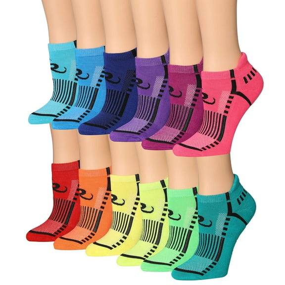 Ronnox Women's 12-Pairs Low Cut Running & Athletic Performance Tab Socks WRLT16-AB-SM