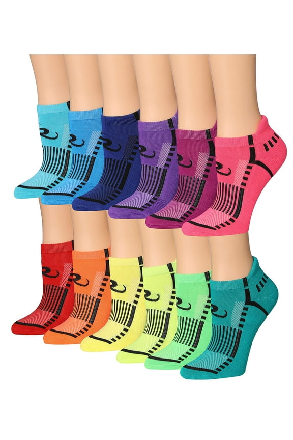 Ronnox Women's 12-Pairs Low Cut Running & Athletic Performance Tab Socks WRLT16-AB-SM