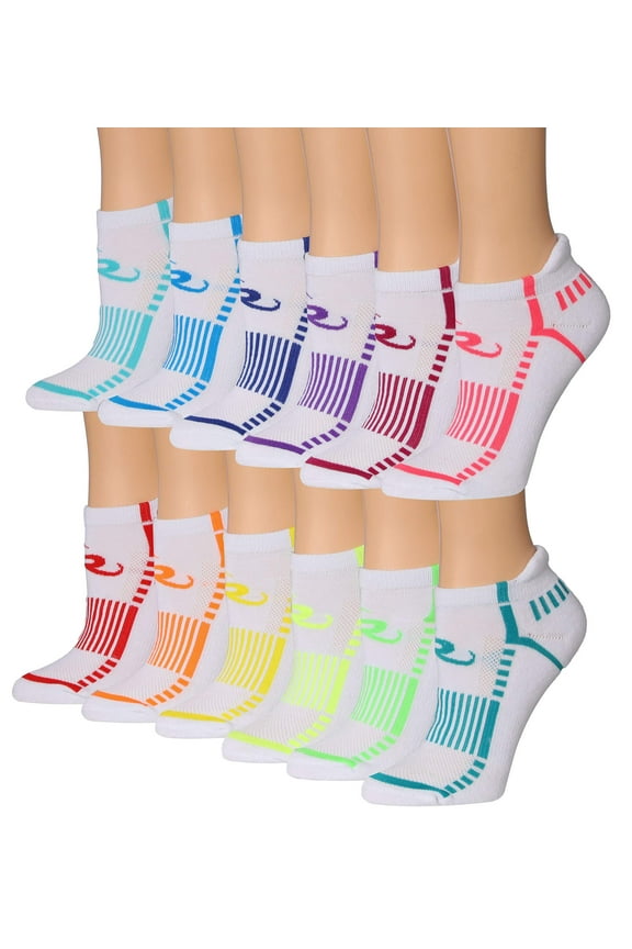 Ronnox Women's 12-Pairs Low Cut Running & Athletic Performance Tab Socks WRLT18-AB-SM