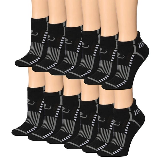 Ronnox Women's 12-Pairs Low Cut Running & Athletic Performance Tab Socks WRLT21-AB-ML