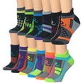 thumbnail image 1 of Ronnox Women's 12-Pairs Low Cut Running & Athletic Performance Tab Socks (X-Small/Small (womens shoe: 5 6 7), Colorful Sports) RLT12-AB-XS, 1 of 4