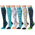 thumbnail image 1 of Ronnox Women's 3 Or 6-Pairs Colorful Patterned Knee High Graduated Compression Socks, 1 of 1