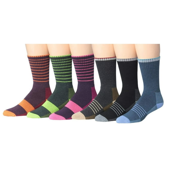 Ronnox Wool Blend Trekking Hiking Outdoor Sports Performance Cushioned Crew Socks, For Men & Women 6 Pairs