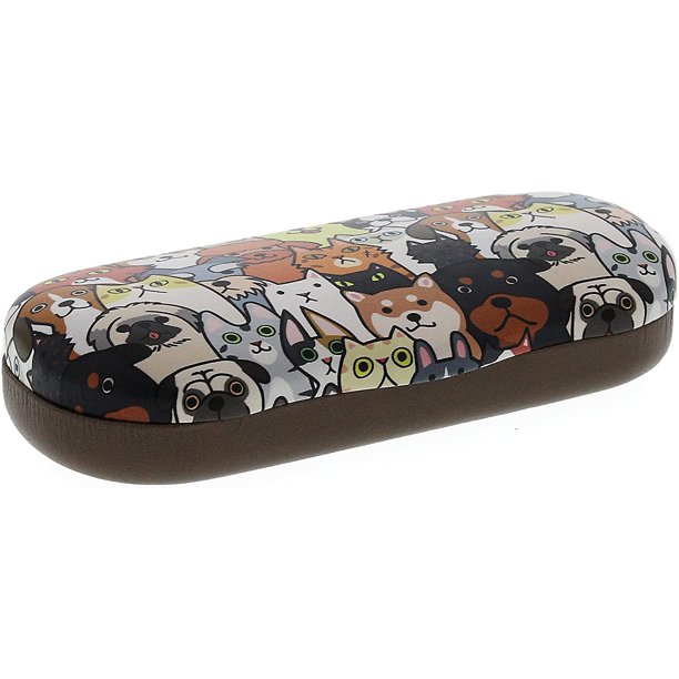 Rons Optical Clamshell Eyeglass Case in Cat Dog Themes for Small to